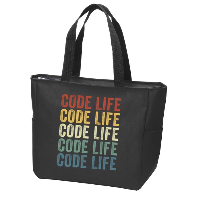 Code Sleek Life Minimalist Retro Design For Tech Enthusiasts Coding Aficionados Zip Tote Bag