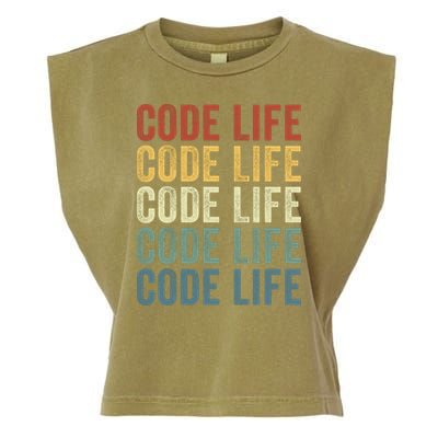 Code Sleek Life Minimalist Retro Design For Tech Enthusiasts Coding Aficionados Garment-Dyed Women's Muscle Tee
