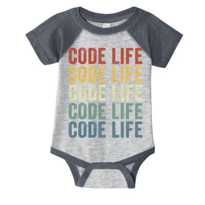 Code Sleek Life Minimalist Retro Design For Tech Enthusiasts Coding Aficionados Infant Baby Jersey Bodysuit