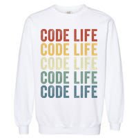 Code Sleek Life Minimalist Retro Design For Tech Enthusiasts Coding Aficionados Garment-Dyed Sweatshirt