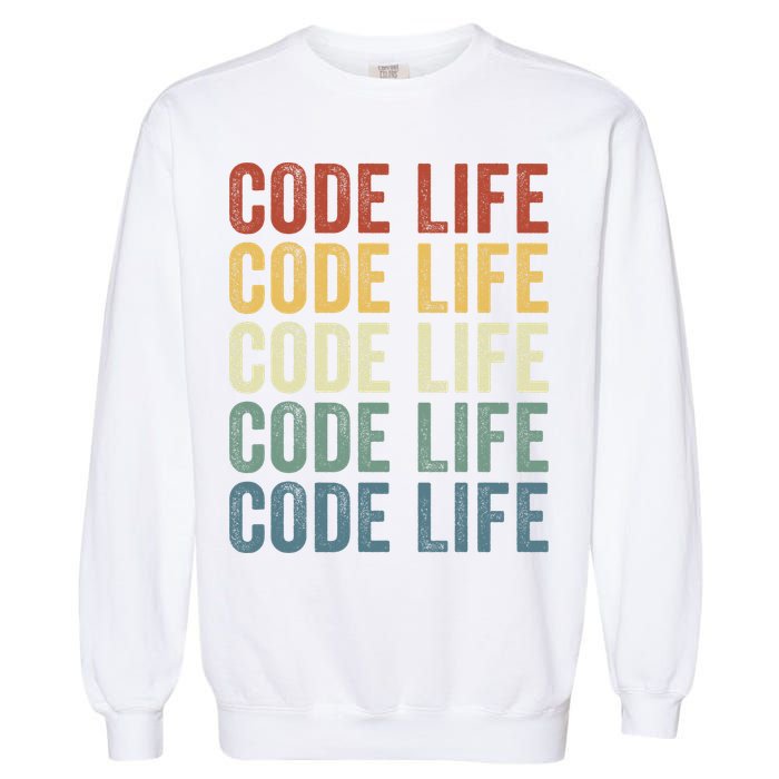 Code Sleek Life Minimalist Retro Design For Tech Enthusiasts Coding Aficionados Garment-Dyed Sweatshirt
