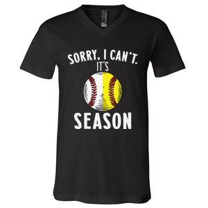 Cool Softball Mom Baseball Sorry I CanT Its Baseball Season V-Neck T-Shirt