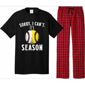 Cool Softball Mom Baseball Sorry I CanT Its Baseball Season Pajama Set