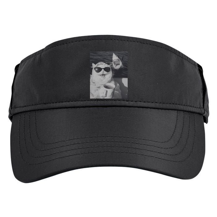 Cat Scarf Meme Drinking Coffee Selfie Chill White Shark Adult Drive Performance Visor