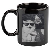Cat Scarf Meme Drinking Coffee Selfie Chill White Shark 11oz C Handle Ceramic Mug