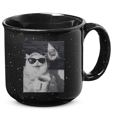 Cat Scarf Meme Drinking Coffee Selfie Chill White Shark 15oz Campfire Ceramic Mug