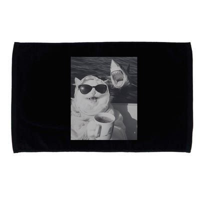Cat Scarf Meme Drinking Coffee Selfie Chill White Shark Microfiber Hand Towel