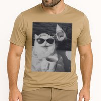 Cat Scarf Meme Drinking Coffee Selfie Chill White Shark Cooling Performance Crew T-Shirt