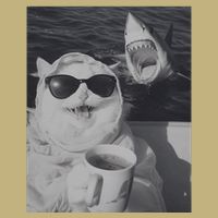 Cat Scarf Meme Drinking Coffee Selfie Chill White Shark Cooling Performance Crew T-Shirt