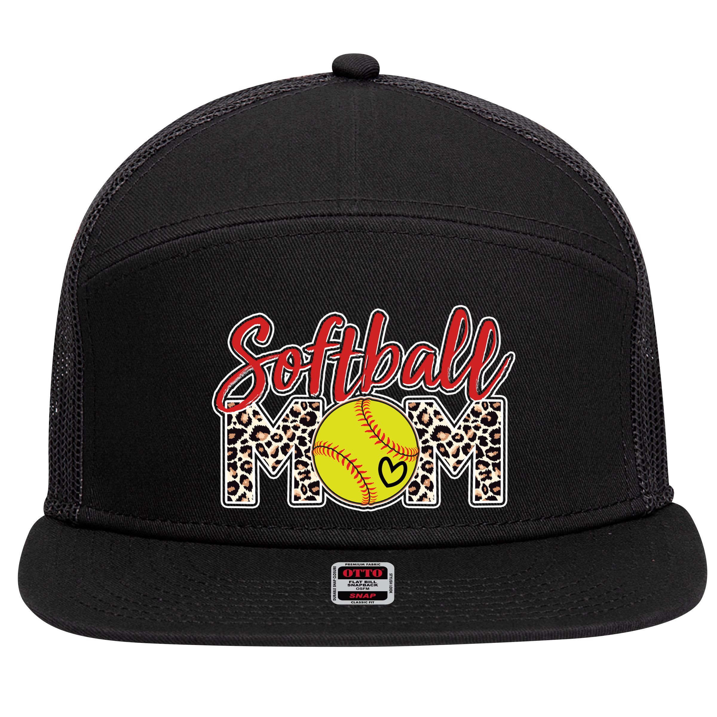 Cute Softball Mom 7 Panel Mesh Trucker Snapback Hat