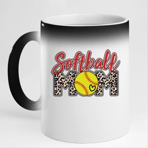 Cute Softball Mom 11oz Black Color Changing Mug