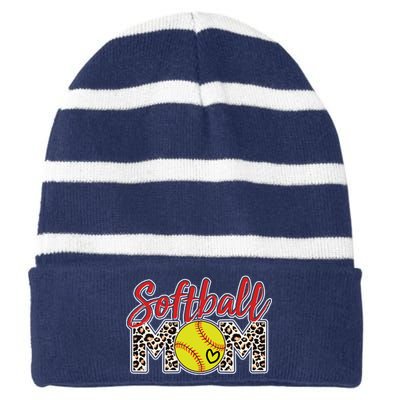 Cute Softball Mom Striped Beanie with Solid Band