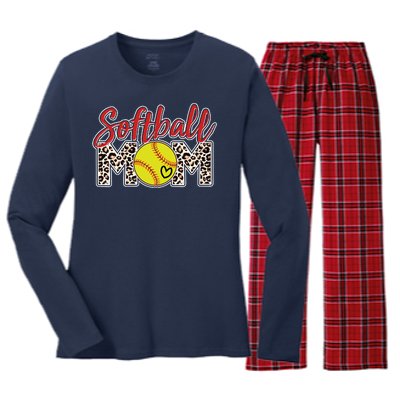 Cute Softball Mom Women's Long Sleeve Flannel Pajama Set 