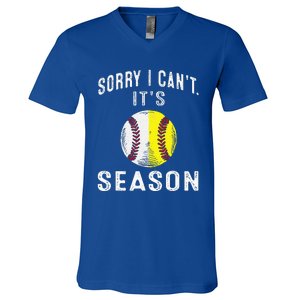 Cool Softball Mom Baseball Sorry I CanT Its Baseball V-Neck T-Shirt