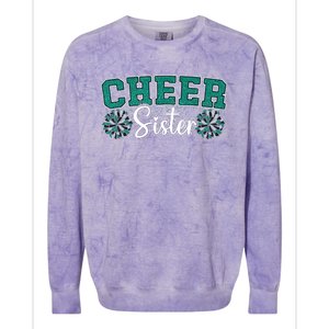 Cheer Sister My Favorite Cheerleader Calls Me Sisters Green Colorblast Crewneck Sweatshirt