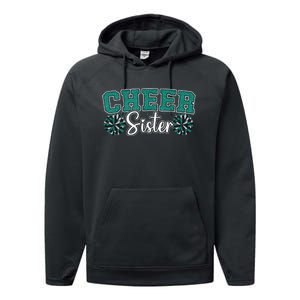 Cheer Sister My Favorite Cheerleader Calls Me Sisters Green Performance Fleece Hoodie