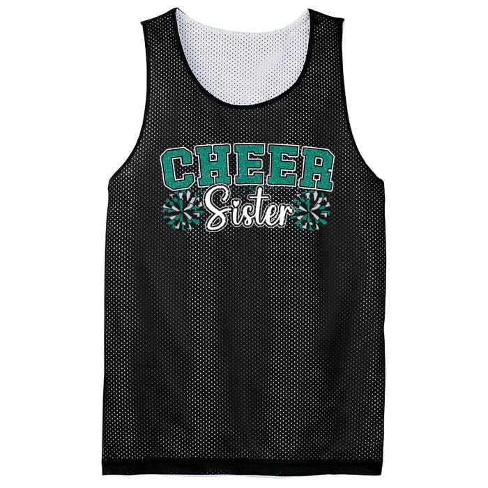 Cheer Sister My Favorite Cheerleader Calls Me Sisters Green Mesh Reversible Basketball Jersey Tank