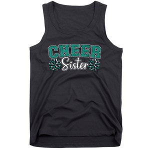 Cheer Sister My Favorite Cheerleader Calls Me Sisters Green Tank Top