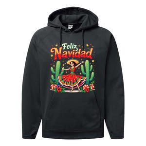 Christmas Spanish Mexican Feliz Navidad 2024 Feliz Navidad Performance Fleece Hoodie