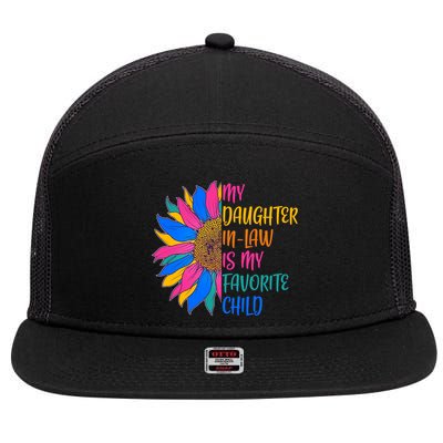 Colorful Sunflower My Daughter In Law Is My Favorite Child 7 Panel Mesh Trucker Snapback Hat