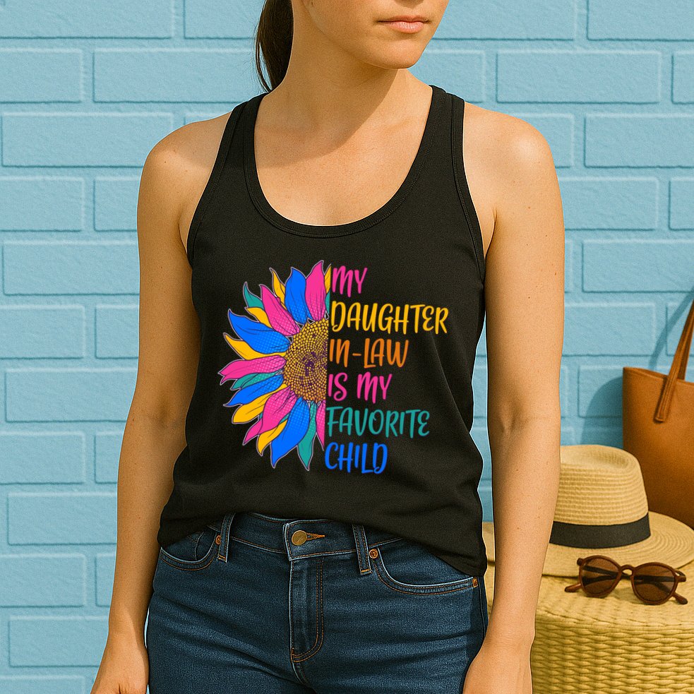 Colorful Sunflower My Daughter In Law Is My Favorite Child Womens Tank Top