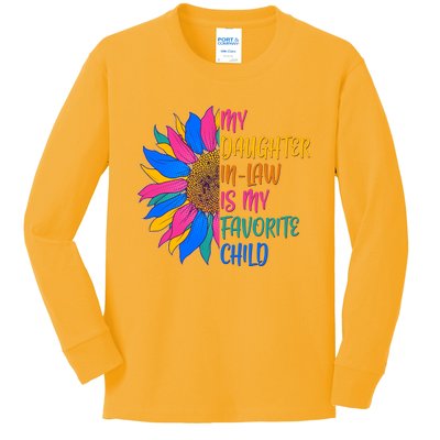 Colorful Sunflower My Daughter In Law Is My Favorite Child Kids Long Sleeve Shirt