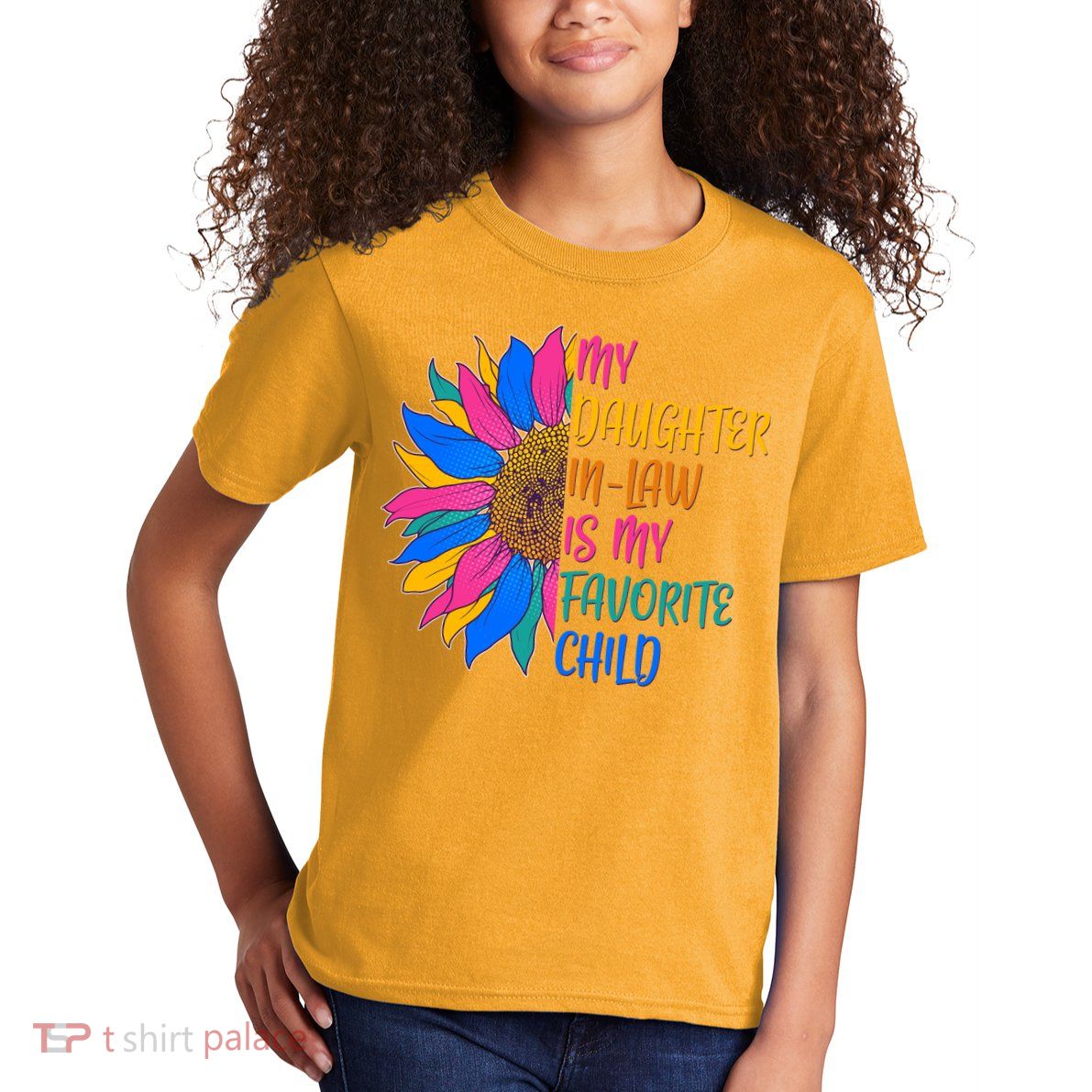 Colorful Sunflower My Daughter In Law Is My Favorite Child Kids T-Shirt