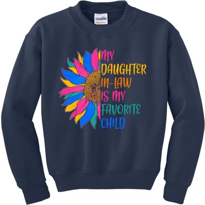 Colorful Sunflower My Daughter In Law Is My Favorite Child Kids Sweatshirt