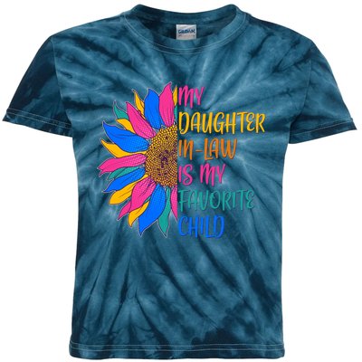 Colorful Sunflower My Daughter In Law Is My Favorite Child Kids Tie-Dye T-Shirt