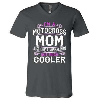 Cute Sporting Mom Gift Motocross Mom V-Neck T-Shirt