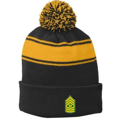 Command Sergeant Major Military Badge Stripe Pom Pom Beanie