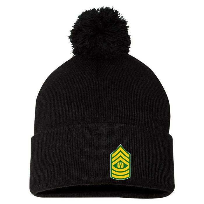 Command Sergeant Major Military Badge Pom Pom 12in Knit Beanie