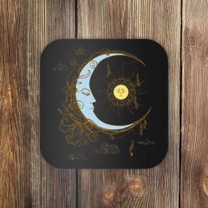 Celestial Sun Moon 90s Witch Whimsigoth Aesthetic Coaster