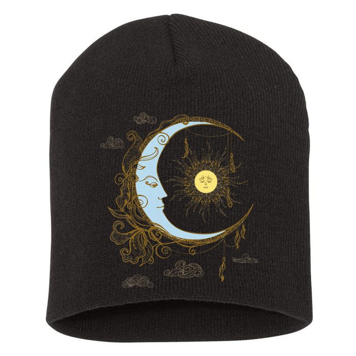 Celestial Sun Moon 90s Witch Whimsigoth Aesthetic Short Acrylic Beanie