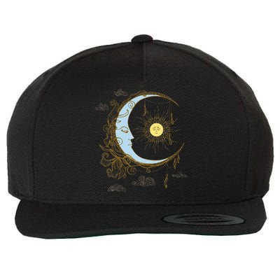 Celestial Sun Moon 90s Witch Whimsigoth Aesthetic Wool Snapback Cap