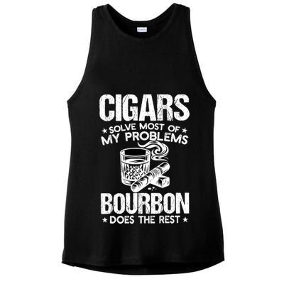 Cigars Solve Most Of My Problems Bourbon Does The Rest Sweatshirt Ladies PosiCharge Tri-Blend Wicking Tank