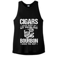 Cigars Solve Most Of My Problems Bourbon Does The Rest Sweatshirt Ladies PosiCharge Tri-Blend Wicking Tank