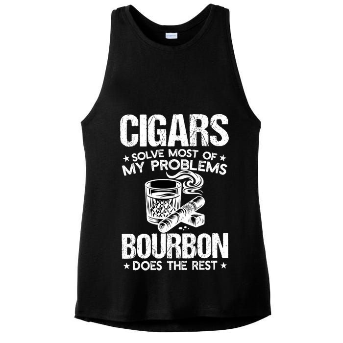 Cigars Solve Most Of My Problems Bourbon Does The Rest Sweatshirt Ladies PosiCharge Tri-Blend Wicking Tank