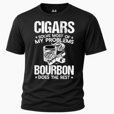 Cigars Solve Most Of My Problems Bourbon Does The Rest Sweatshirt Cooling Performance Crew T-Shirt