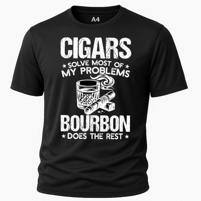 Cigars Solve Most Of My Problems Bourbon Does The Rest Sweatshirt Cooling Performance Crew T-Shirt
