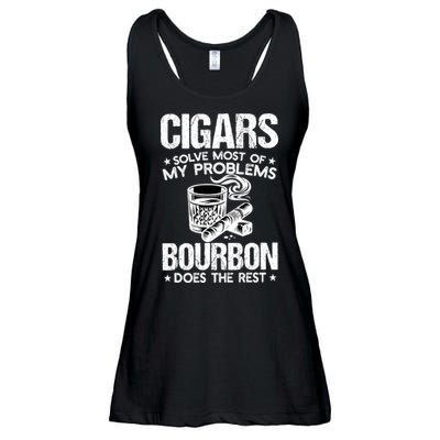 Cigars Solve Most Of My Problems Bourbon Does The Rest Sweatshirt Ladies Essential Flowy Tank
