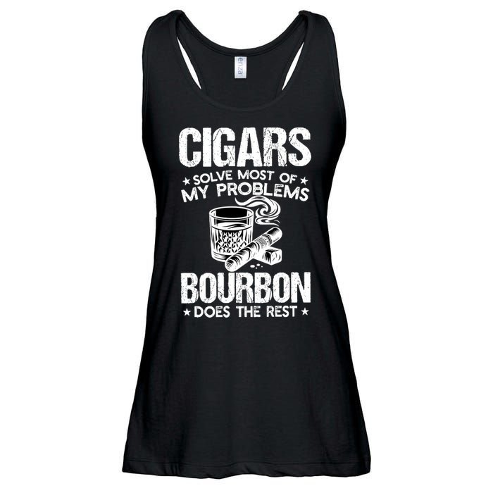 Cigars Solve Most Of My Problems Bourbon Does The Rest Sweatshirt Ladies Essential Flowy Tank