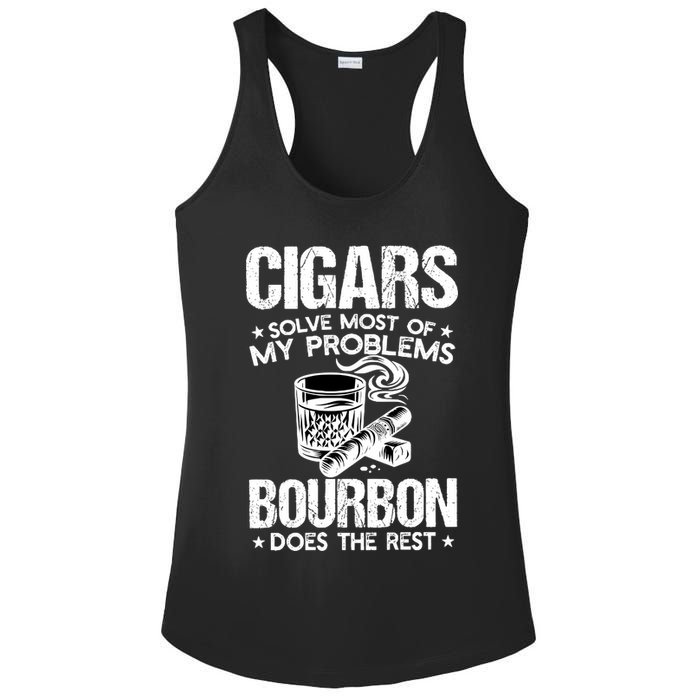 Cigars Solve Most Of My Problems Bourbon Does The Rest Sweatshirt Ladies PosiCharge Competitor Racerback Tank
