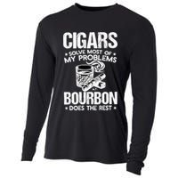 Cigars Solve Most Of My Problems Bourbon Does The Rest Sweatshirt Cooling Performance Long Sleeve Crew