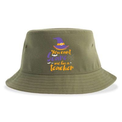 Cant Scare Me Im A Teacher Spooky Witch Halloween Sustainable Bucket Hat