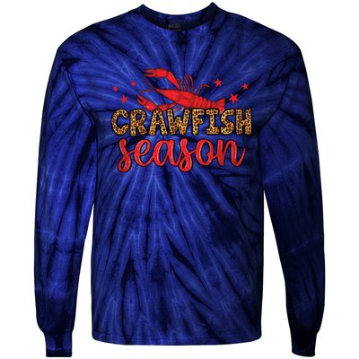 Crawfish Season Mardi Gras Purple Green Gold Tie-Dye Long Sleeve Shirt