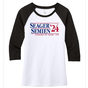 Corey Seager & Marcus Semien 24 Texas Baseball Women's Tri-Blend 3/4-Sleeve Raglan Shirt