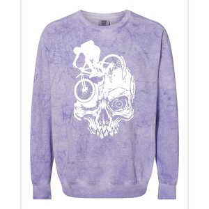 Cool Skull Mountain Biker Illustration Colorblast Crewneck Sweatshirt