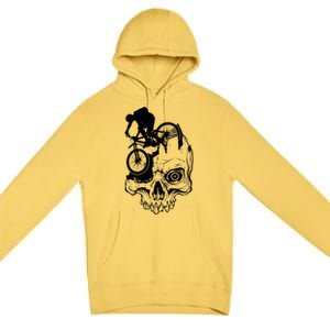 Cool Skull Mountain Biker Illustration Premium Pullover Hoodie