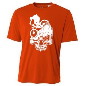 Cool Skull Mountain Biker Illustration Cooling Performance Crew T-Shirt